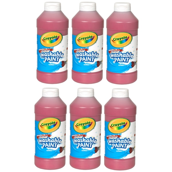 Washable Paint, Red, 16 oz. Bottles, PK6